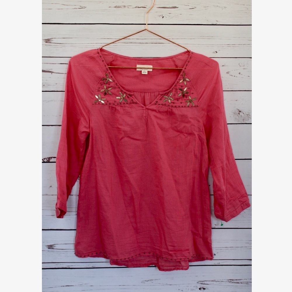 aerie light top in red/pink small